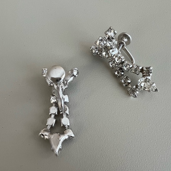 Beautifully Designed Rhinestone Drop Screw-Back Earrings - Picture 3 of 5